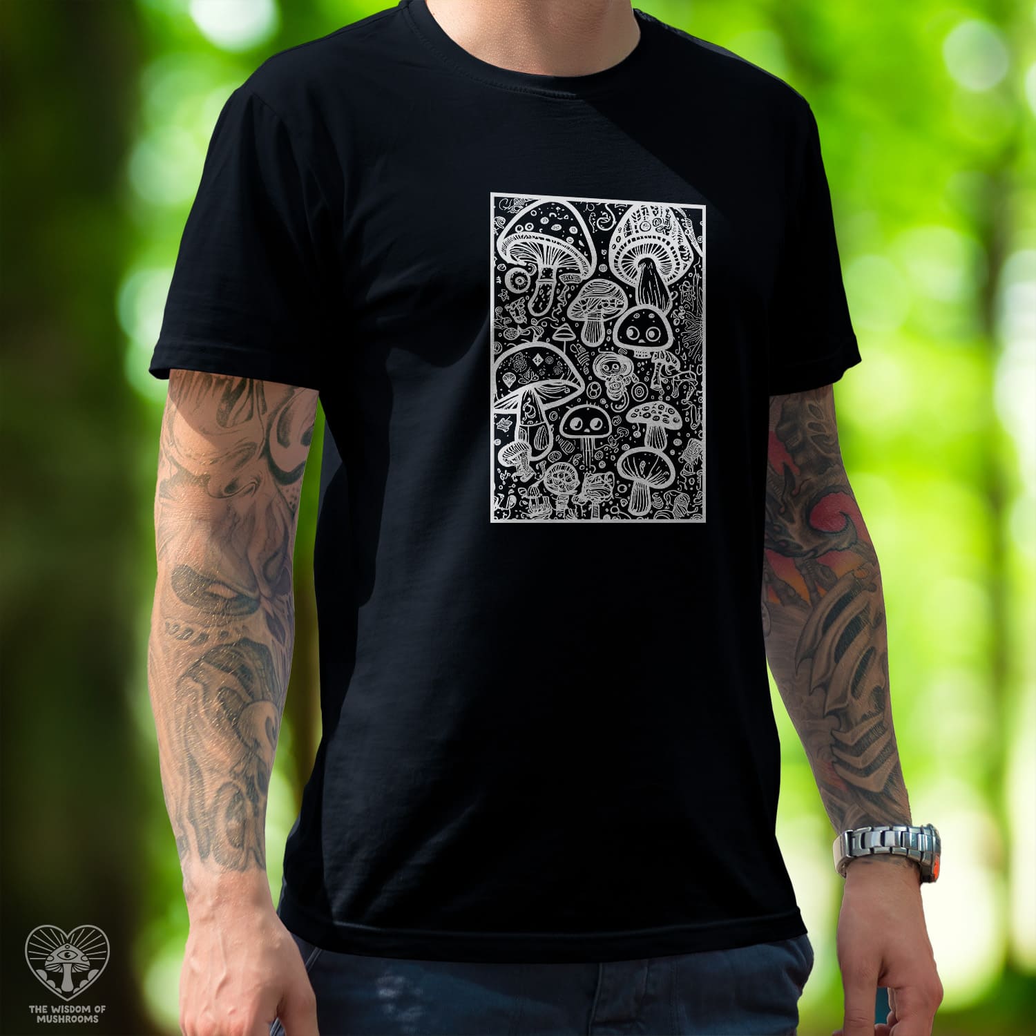 Mushrooms Doodle - Framed- Unisex T-shirt
