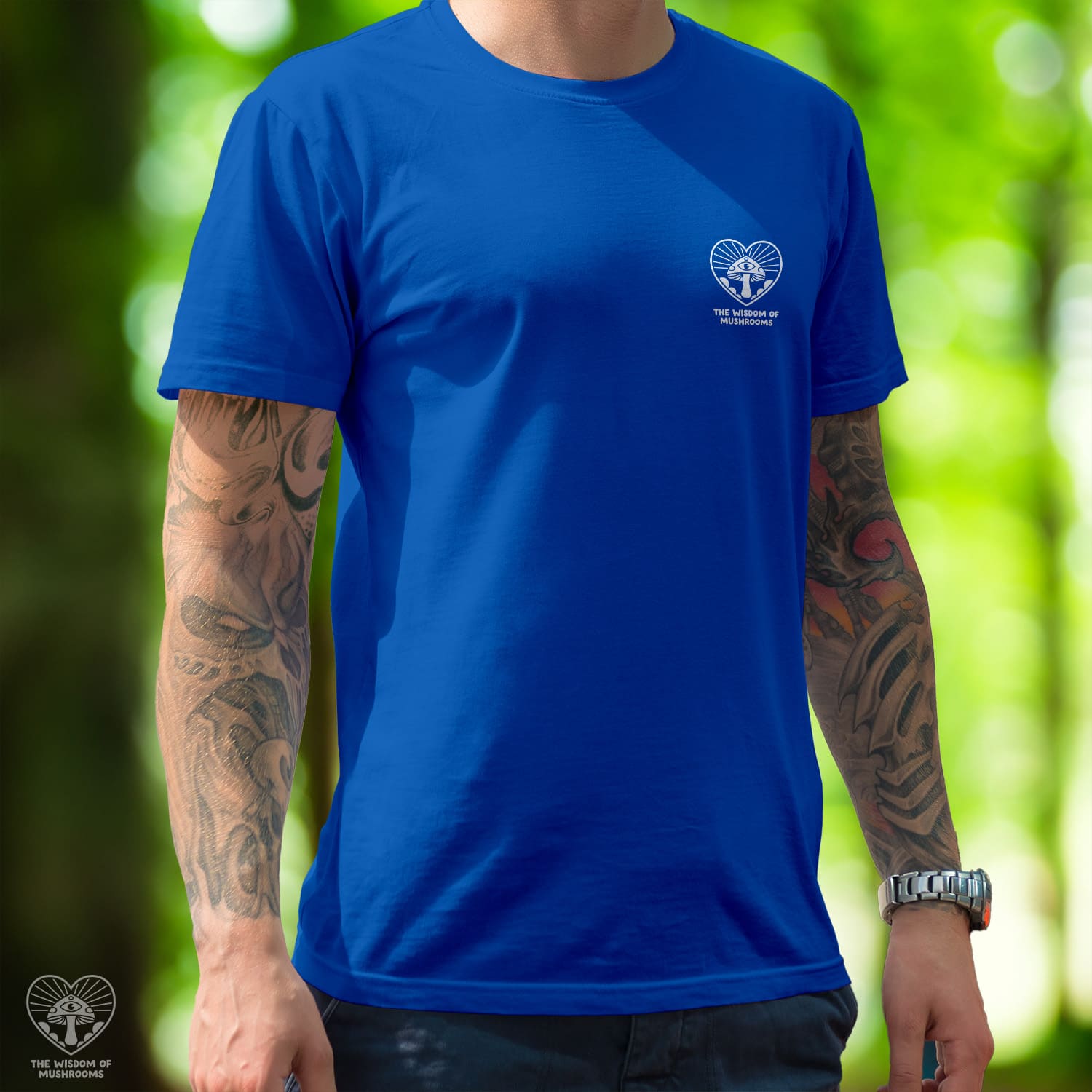 The Wisdom of Mushrooms - logo - Pocket print - Unisex T-shirt