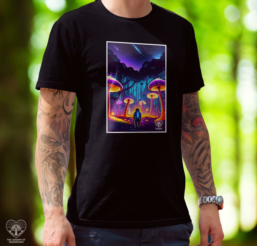 Psychonaut in the mushroom forest - Framed - Unisex T-shirt