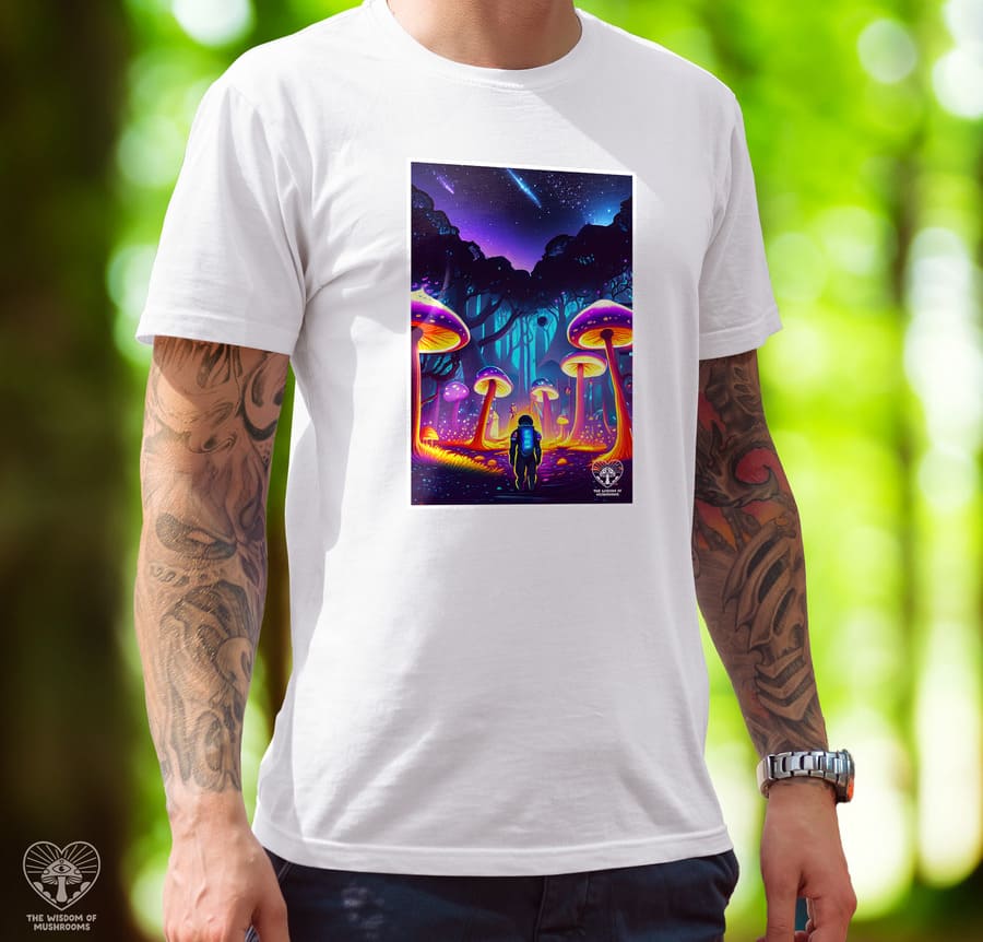 Psychonaut in the mushroom forest - Framed - Unisex T-shirt