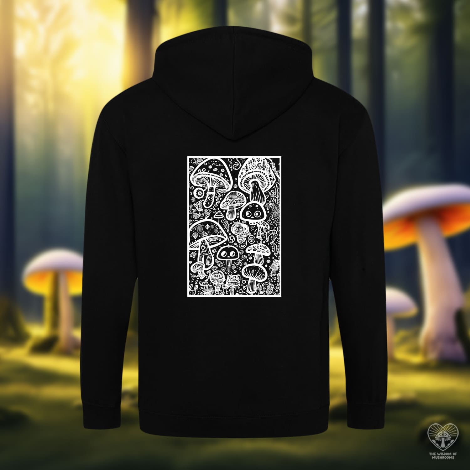 Mushrooms Doodle - Framed- Unisex Hoodie