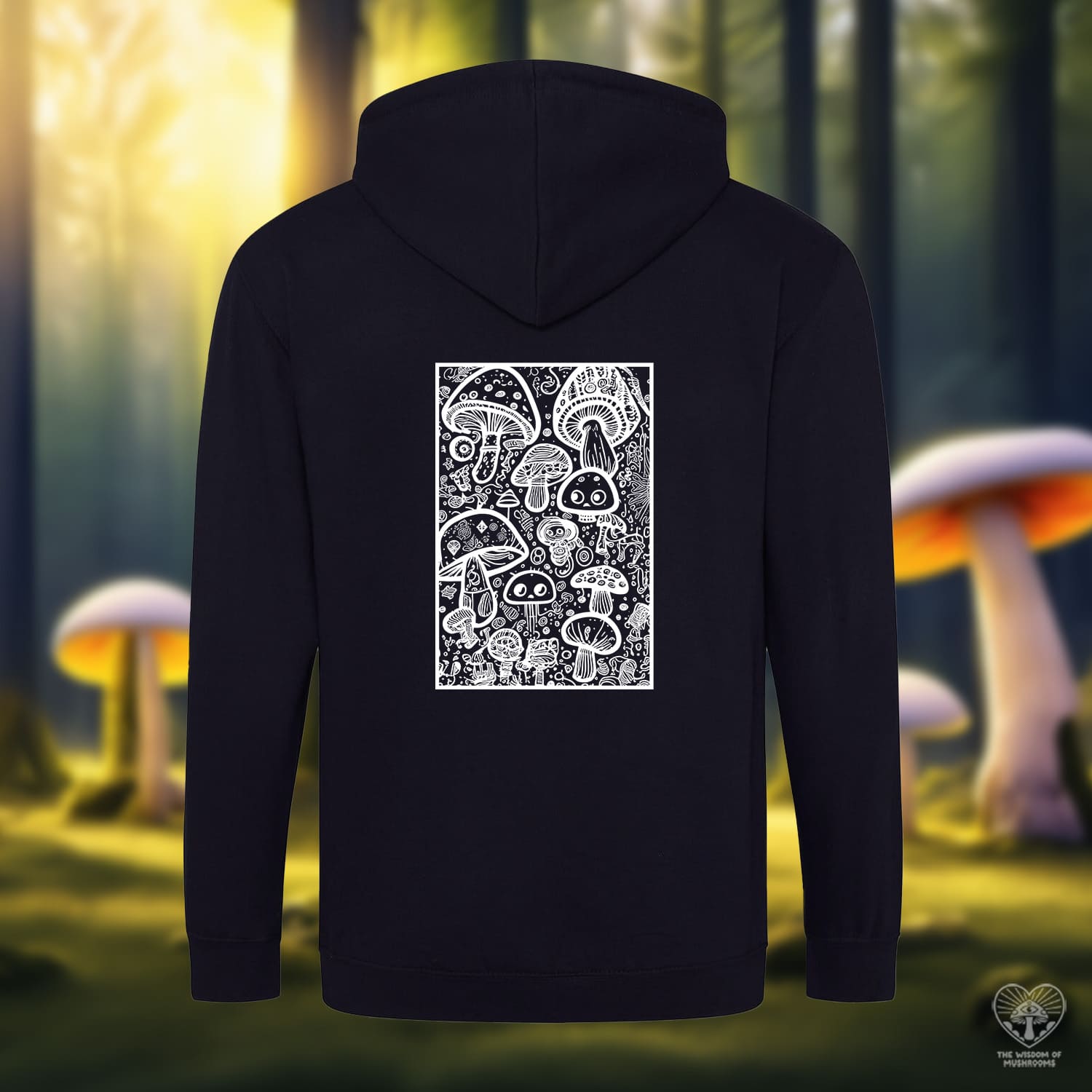 Mushrooms Doodle - Framed- Unisex Hoodie
