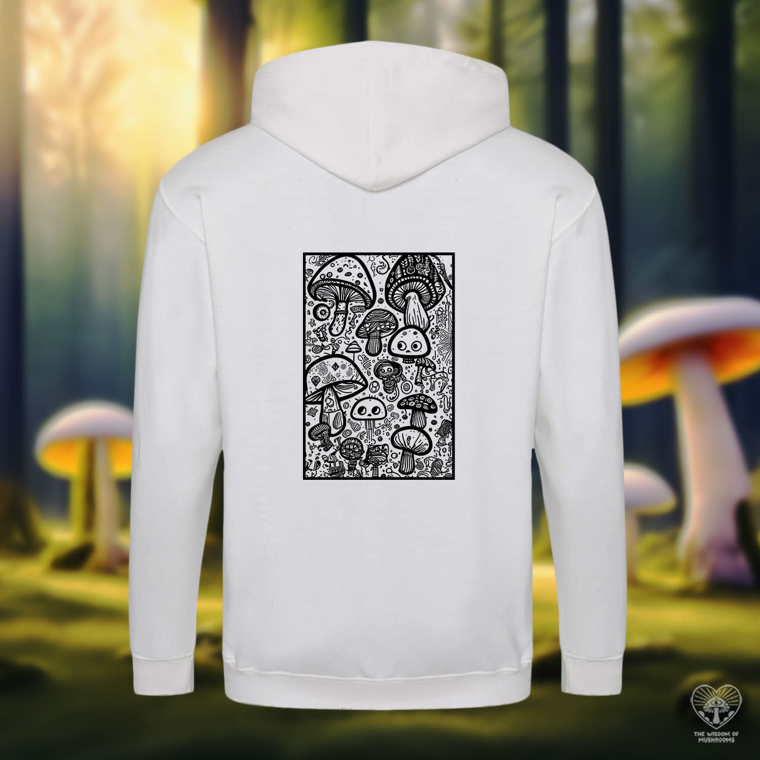 Mushrooms Doodle - Framed- Unisex Hoodie