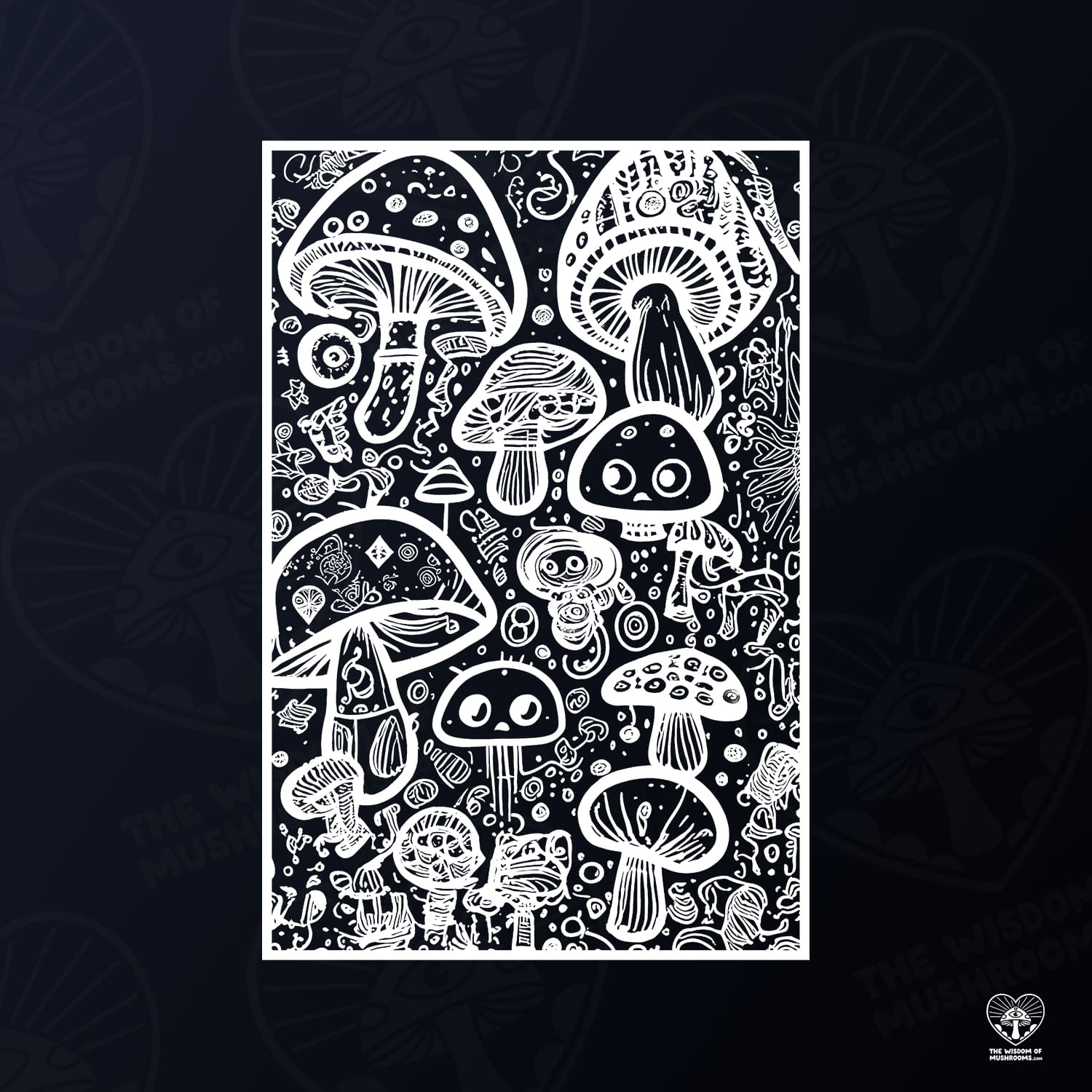 Mushrooms Doodle - Framed- Unisex T-shirt